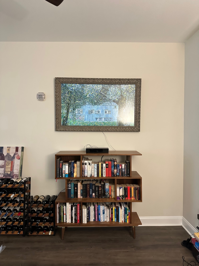 Samsung Frame TV Mount Above Bookshelf